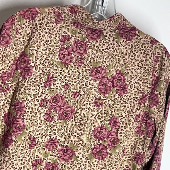 Vintage Shirt Womens Size PS Faux Suede Floral Button Front Cottage Retro Top - Picture 5 of 6